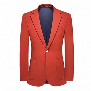 Högkvalitativ blazrar för män FI Single Butt Slim Fit Busin Casual Blazers Coat Solid Wedding Sacka Plus Size 5XL H42R#