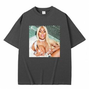 ラップクイーンニッキーミナージーカバープリントTシャツユニセックスFiヒップホップTシャツメンズ女性用特大のストリートウェアユニセックスカジュアルTシャツT8XA＃