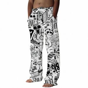 spring/summer 2023 Fi 3D Digital Printing Men's Bamboo Cott Pants Street Hip Hop Beach Leisure Quick Dry Dance Yoga Pants m3oB#