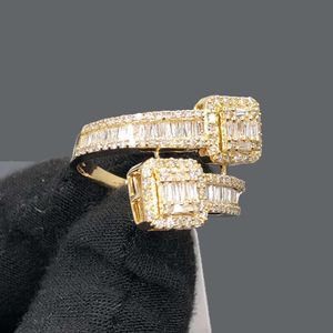 Custom Baguette Cut 10K 14K Real Solid Gold Pass Diamond Tester VVS Moissanite Iced Out Men Fine Jewelry Ring