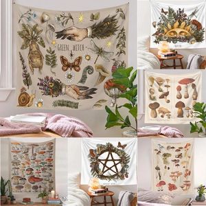 Wandteppiche, Schmetterling, Pilz, Illustration, Diagramm, Wandteppich, Blume, Bohemian, Hippie, Hexerei, Wahrsagerei, Wohnzimmer, Schlafzimmer, Heimdekoration