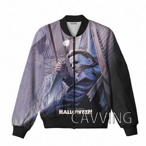 Neue Fi Frauen/Männer 3D-Druck Halen Michael Myers Reißverschluss Bomberjacken Männer Mantel Herren Mantel Zip Up Jacken 74AL #