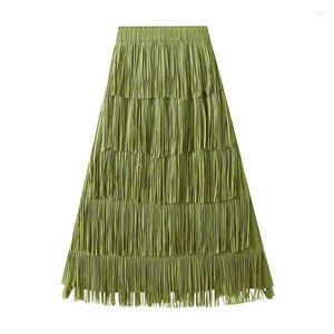 Skirts Women's High-end Pleated Tassel Skirt Versatile A-line Dance Summer Niche Wholesale