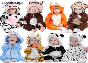Tute Born Baby Pagliaccetti Vestiti Animali Kigurumis Boy Girls Pigiama Tutina Cartoon Tiger Leopard Con cappuccio Costume cosplay per bambini1537714