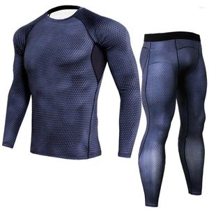 Herrens termiska underkläder 2024 Rashguard MMA Compression Clothing Suit Tops Tees Bas Layer Leggings Men Bodybuilding CrossFit T-shirt