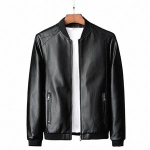 2023 Herbst Neue Männer Schwarz Biker PU Leder Mantel Koreanische Fi Männer Pu Leder Jacke Trend Casual Fit Slim Baseball kleidung 8XL K2U6 #