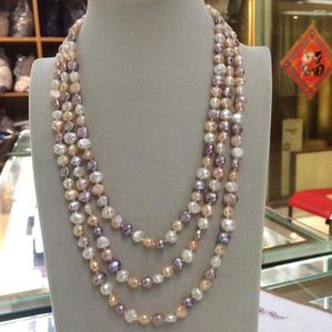 Chains Long 60"7-8mm Baroque White Pink Purple Freshwater Pearl Necklace