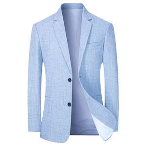 Sky Blue Mens Suit Jacket Thin Blazers Spring Autumn Solid Business Formal Wear Men Clothing Wedding Coat Oversize 4XL 240313