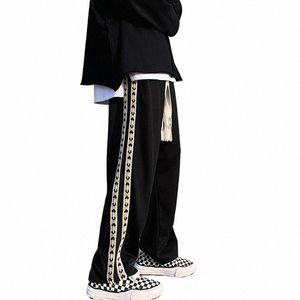 2023 Spring Autumn New Streetwear Hip Hop Men Korean FI Loose Overdimensionerade 3xl Straight Wide Leg Pants Mane Casual Clothing 31st#