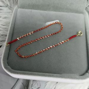 Bracciale con amuleto portafortuna in argento sterling 925 placcato oro 14K con linea rossa per donna Bracciale con ciondolo rotondo con croce fatta a mano da 16 cm 17 cm 240320