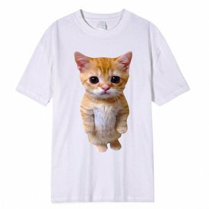 エルガトミーム悲しい泣く猫マンチキンキティミームトレンディなグラフィックTシャツユニセックスFi半袖Tシャツ特大のストリートウェアD8TU＃