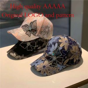 Summer New Lace Thin Women's Breathable Water Diamond Butterfly Duck Tongue Street Fashion Versatile Trendy Baseball Hat