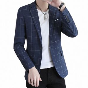 2023 Fi Neue Männer Casual Busin Plaid Slim Fit Formale Dr Blazer Jacke Anzug Mantel N8LA #