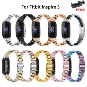 Fitbit Inspire 3スマートブレスレットバンド3ビードメタルベルトFOTBIT INSPIRE 3リストバンドアクセサリー用のアクセサリステンレススチールストラップ