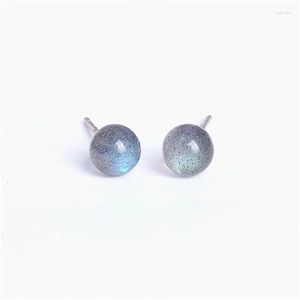 Stud Earrings 925 Sterling For Women Colorf Blue 6Mm Labradorite Moon Light Stone Brincos Fine Jewelry Bijoux Drop Delivery Otwel