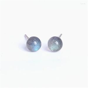 Ohrstecker aus 925er Sterlingsilber für Damen, Farbe: Blau, 6 mm, Labradorit, Mondlichtstein, Brincos, feiner Schmuck, Bijoux, Drop-Lieferung