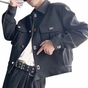 Uomo Autunno Inverno Tinta unita Street Functial Giacche Genderl Essenziale multi-tasca stile abbigliamento da lavoro Bomber Giubbotti unisex l0AG #