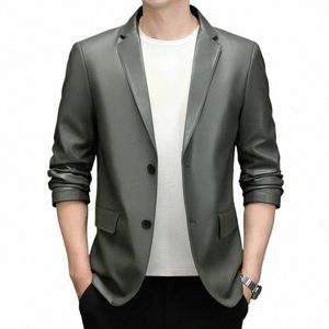 suit Jacket Men's Autumn New Leather Coat Soft Leather Suit Korean Slim Fit Busin Small Suit Fi Casual Leather Jacket W6bS#