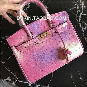 Ostrich Leather Bkns Handswen High Quality D Home Beauty Product Beautiful Fantasy Natural Luxury Leather Handbag Women's Bag1Y78N4MW