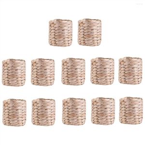 Party Decoration 12Pcs Napkin Rings Water Hyacinth Holder - Rustic For Birthday Dinner Table