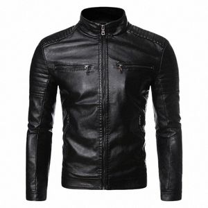 Mężczyźni Spring Outdoor Emwear Men Autumn Brand Nowy przyczynowy zabytkowa skórzana kurtka płaszcz silnikowy motocyklowy kieszeń skórzana kurtka Mężczyzna T928#