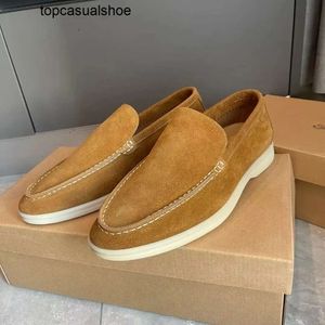 Loro Piano men Best-quality Luxury flats summer walk casual loafer soft suede leather LP shoes slip on Elastic Beef Tendon Bottom designer shoes for man with box 38-46