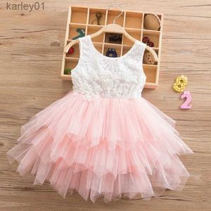 Flickans klänningar 2-6 år baby flickor spetsklänningar för sommar födelsedag söt barn prinsess party boll klänning barn bröllop kväll prom klänning yq240327