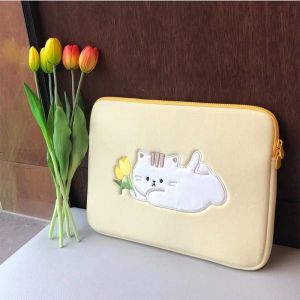 Fall Cute Tulip Cat Laptop Sleeve Tablet Case 11 13 15 15.6 Inch Cover For MacBook Air 13 iPad Pro 9.7 12.9 iPad Air Asus Laptop Väskor