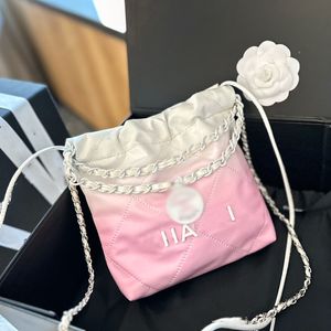 Mini śmieciowa torba gradient kolor mody kobiet na ramię skórzany diament biały sprzęt metalowy litera luksusowa torebka łańcuch matelasse crossbody torebka makijażu 23 cm