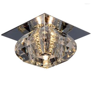 Plafoniere Moderna Corridoio Cristallo LED Quadrato Semplicità Montaggio a incasso Decorazione Lampada Apparecchio Corridoio Soggiorno Foyer