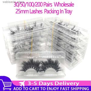 False Eyelashes 30/50/100/200 double wholesale 25mm 3D mink eyelashes 5D mink eyelash packaging tray label dramatic makeup long mink eyelashes24327