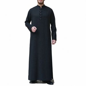 Mężczyźni muzułmańskie islamskie ubranie Arabskie Dubaj Abaya Dr Kaftan Turecki Ramadan Bairam Eid Modlitwa Jubba Thobe LG Robes O5Q1#