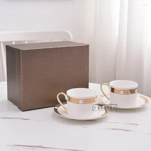 Cups Saucers Product Purchase Gold Label Mosaic Bone Porcelain Coffee Cup 250ml With Plate Gift Box Packaging Double Set