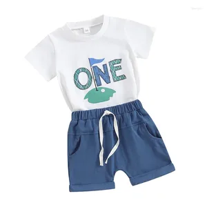 Kleidung Sets Kleinkind Baby Jungen Mädchen zum ersten Geburtstag Outfit Golf Thema T-Shirt und Shorts Set 1st Cake Smach Kleidung