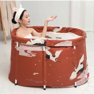 Bathtubs Household Portable Adult Foldable Bathtub Large Whole Body Sweat Steam Bath Tub PVC Foldable with Insulation Layer Bath Bucket