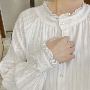 Women's Blouses 2024 Korean Shirt White Elegant Women Preppy Style Cute Ruffle Collar Spring Autumn Shirts Girls Long Sleeve Blusas