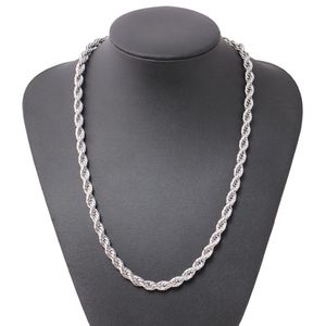 ed Rope Chain Классические мужские ювелирные изделия из белого золота 18 карат, модное ожерелье в стиле хип-хоп, ювелирные изделия 24 дюйма251E