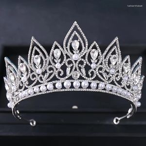 Haarspangen Barock Kristall Perle Tiaras und Kronen Party Strass Prom Festzug Diadem Frauen Braut Hochzeit Zubehör Schmuck Krone