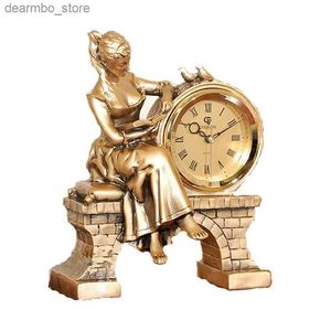 Zegary stołowe biurka zabytkowe wystrój domu figurka do zegara stolika wewnętrznego Złota żywica
