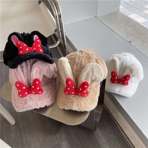 Fluffy Bow Rabbit Ear Baseball for Women's Autumn Winter New Sweet and Cute Fashion Versatile Duck Tongue Hat