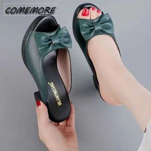 Slippers Slippers 2023 New Summer Flat Women Buerfly-knot Black Wite Flip Flops Tick Sole Mules Casual Comfort Slides Woman Sandalias H240327