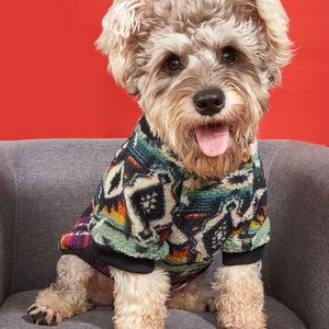 1pc Ethnic Style Graphic Pet Thickened Plush Sweater for Autumn and Winter Dog Warm Clothes