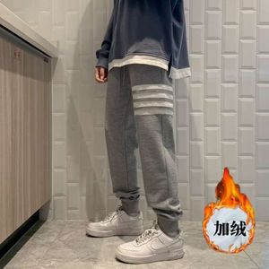 New Jeans for Men's Hip Hop Trendy Brand Pi Shuai Pants, Trendy Versatile with Plush Drawstring Tie Leggings and Plush