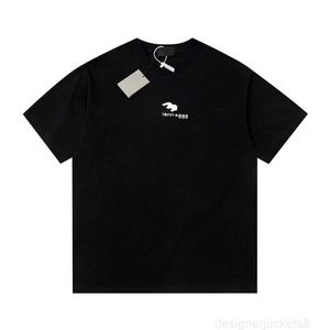 Designer High Version B Family SS tryckt kortärmad T-shirt med anpassat vävt tyg OS, lös axel passform, unisex T-shirt QSV9