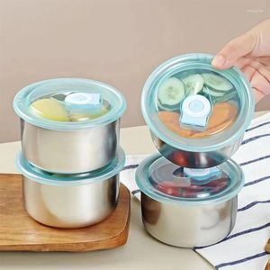 Garrafas de armazenamento Aço inoxidável Fresh Keeping Food Case Cozinha retangular com tampa Caixas de vedação ao ar livre Jar