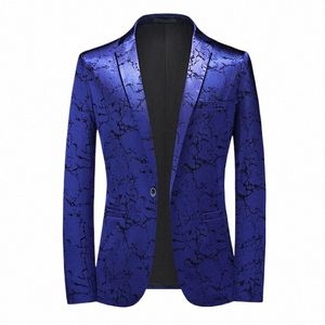 herrbusin fi Leisure Suit Party Coat Casual Slim Fit Blazer One Butts Suit 3d Floral Print målning Blazers Jacket W3GV#