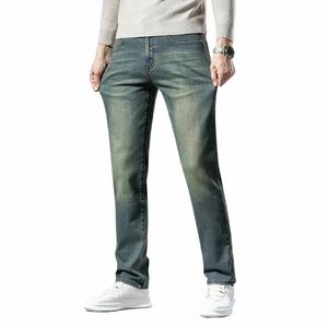 Sulee Премиум-джинсы мужские, осень 2023, новые эластичные высококачественные повседневные винтажные прямые джинсы U6XK #