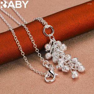 Hängen 925 Sterling Silver Frosting Grape Beads Pendant Necklace For Women 18-30 Inches Chain Jewelry Party Charm Accessories