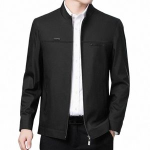 Ny solid färg Men jacka Spring Autumn Quality Casual Jackets för män Luxury Busin Jacket Men Social Ytterkläder Black 3XL F8PW#
