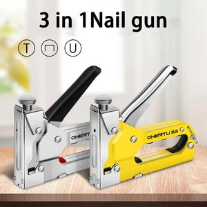 3 in 1 Manual Heavy Duty Hand Nail Gun Steel Furniture Stapler For Framing By Free Woodworking Tacker Tools 240313